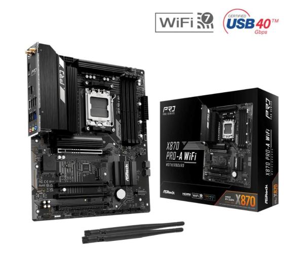 ASRock MB Sc AM5 X870 PRO-A WIFI,  AMD X870,  4xDDR5,  1xHDMI,  2xUSB4,  WI-FI