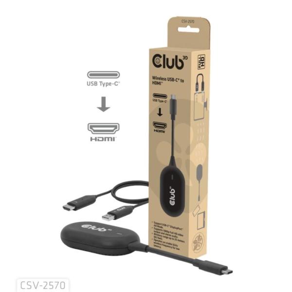 Club3D Bezdrátový adaptér (vysílač) USB-C na HDMI,  Full HD,  dosah 25m