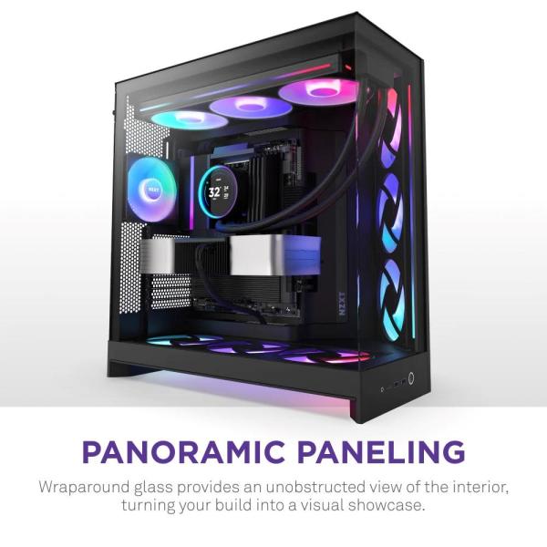 NZXT skříň H9 Flow RGB dvoukomorová ATX /  1x140 RGB mm /  1x 120mm RGB fan /  prosklená /  černá6