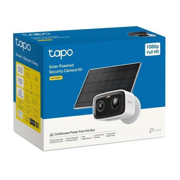 TP-Link Tapo C400 KIT venkovní kamera,  solární panel (2MP,  1080p,  IR 10m,  WiFi,  micro SD card,  IP65)2