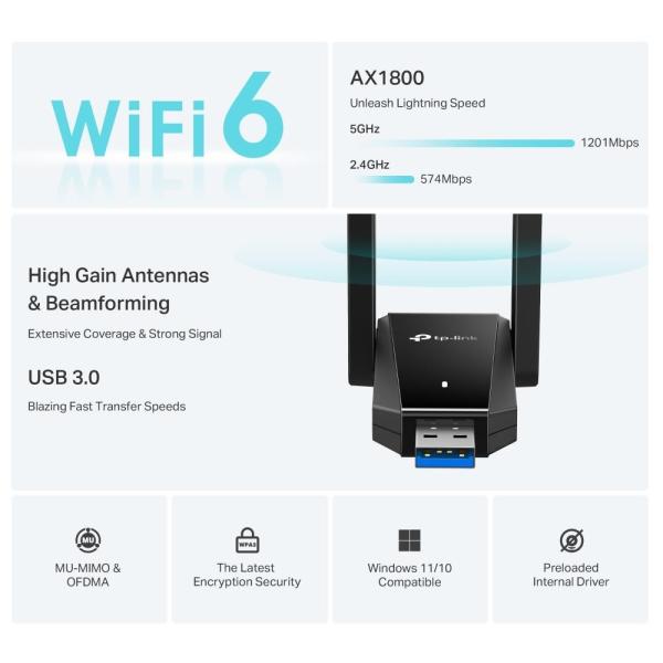 TP-Link Archer TX30U Plus WiFi6 USB adapter (AX1800, 2, 4GHz/ 5GHz, USB3.0)3