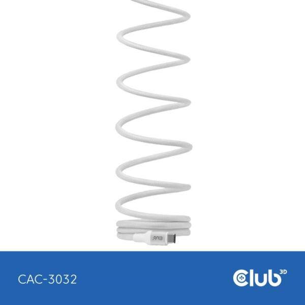 Club3D Kabel magnetický USB-C,  240W PD3.1,  480 Mbps,  2m,  bílá3