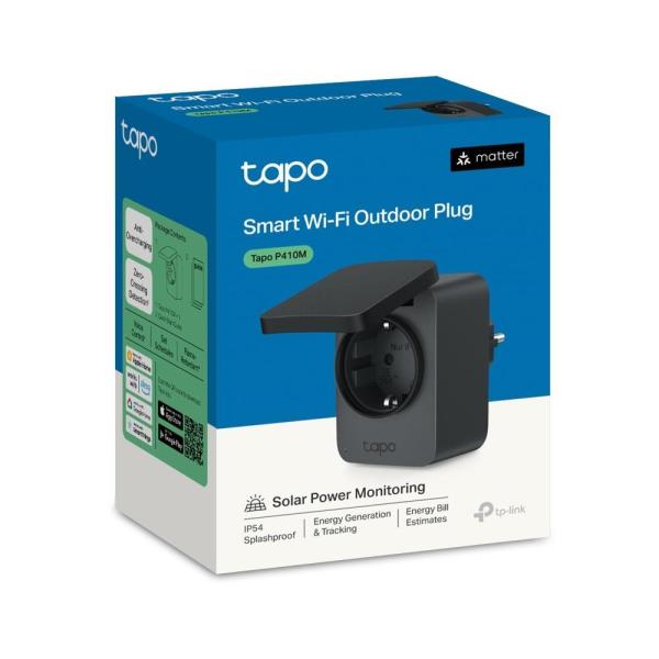 TP-Link Tapo P410M venkovní chytrá WiFi mini zásuvka (3680W, 16A, 2, 4 GHz, BT, IP54, Matter certified)2