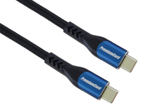 PremiumCord USB-C kabel ( USB 3.2 GEN 2x2,  5A,  100W,  20Gbit/ s ) 2m,  bavlněný oplet1