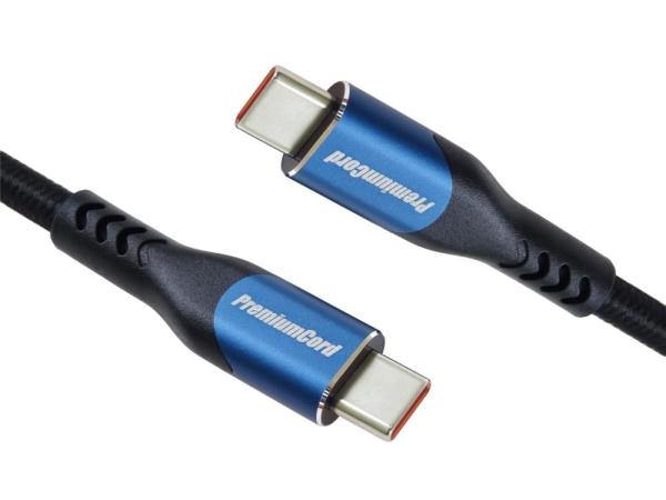 PremiumCord USB-C kabel ( USB 3.2 GEN 2x2,  5A,  100W,  20Gbit/ s ) 2m,  bavlněný oplet2