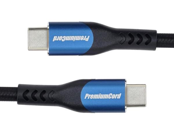PremiumCord USB-C kabel ( USB 3.2 GEN 2x2,  5A,  100W,  20Gbit/ s ) 2m,  bavlněný oplet4