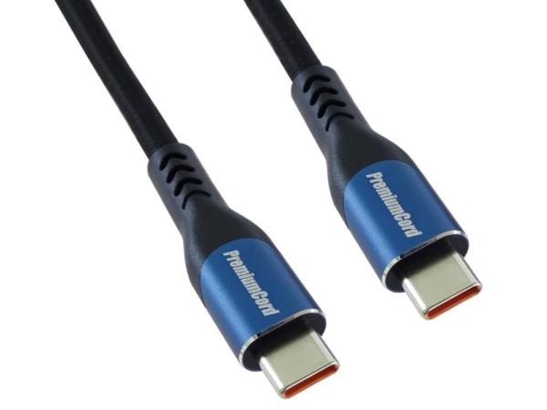 PremiumCord USB-C kabel ( USB 3.2 GEN 2x2,  5A,  100W,  20Gbit/ s ) 2m,  bavlněný oplet0