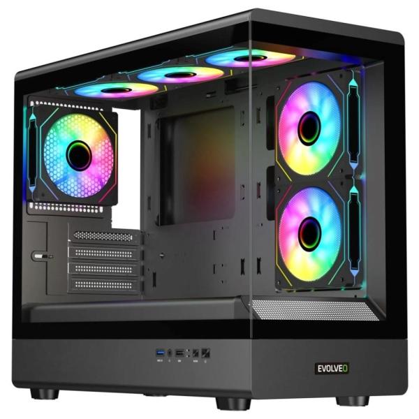 EVOLVEO Ursus, mATX/ 6x ARGB 120/ sklo čelo + bok