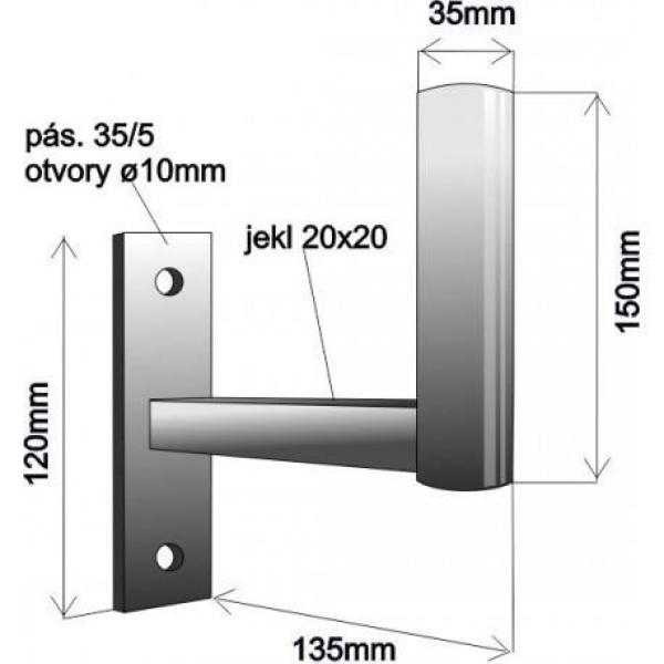 Držák antény na zeď pro NanoStation,  galvanický zinek,  délka 14cm2