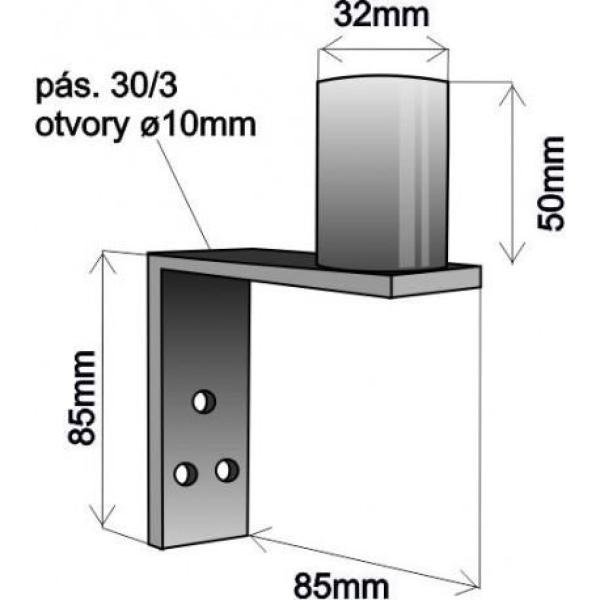 Držák antény na zeď mini,  galvanický zinek,  délka 8, 5cm,  výška 5cm2