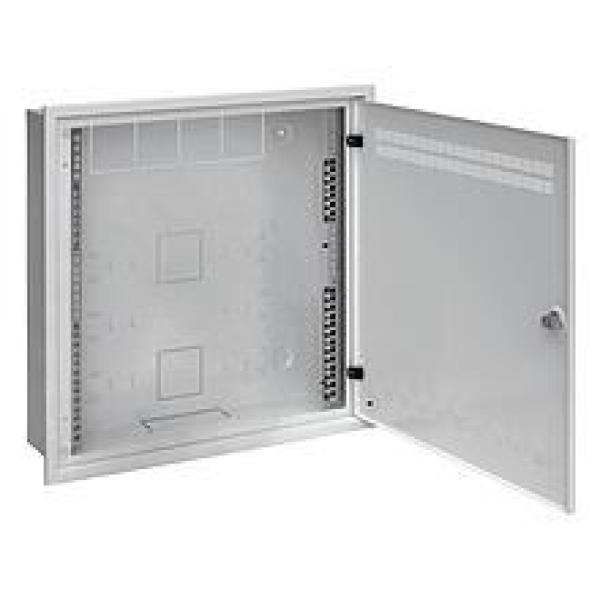 Solarix rozvaděč LC-18 do zdi s lištami 2U,  4U a 11U,  550x550 šedá RAL7035 s rámečkem k zazdění LC-18-55-15-W-G1