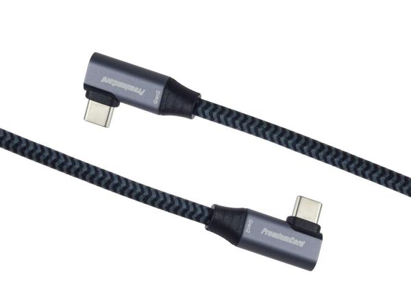 PremiumCord USB-C 2x zahnutý kabel ( USB 3.2 GEN 2x2,  5A,  100W,  20Gbit/ s ) bavlněný oplet,  délka: 3m3