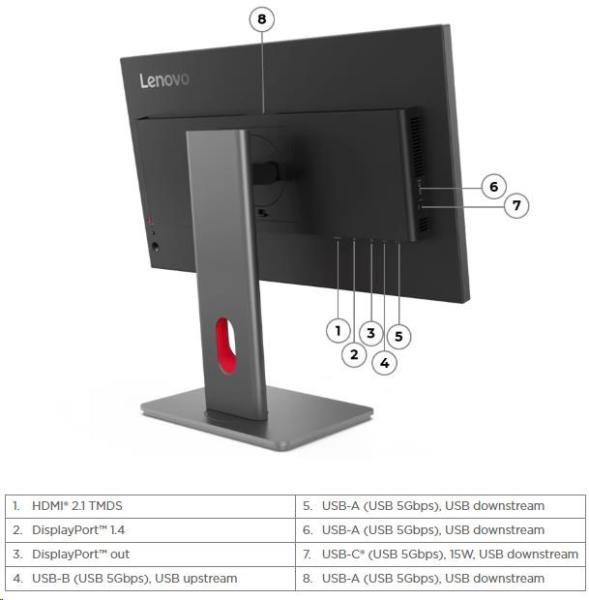 LENOVO LCD P24Q-40 - 23.8", IPS, 16:9, 2560x1440, 120Hz, 300cd/ m2, 1500:1, 4ms(GtG), HDMI, DP, DPout, DC, USB Hub, Pivot6