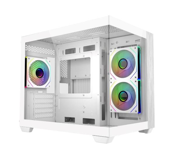 Cooler Master case Elite 481 Wood,  ATX,  Průhledná bočnice,  3x 120mm ARGB Fan,  Bílá