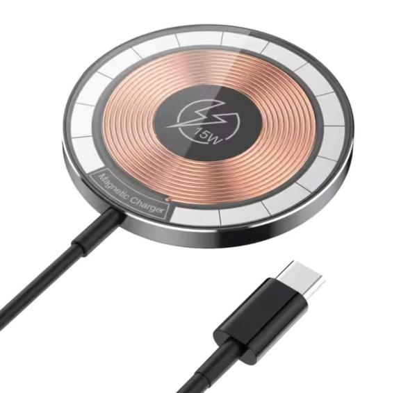 1stCOOL bezdrátová přenosná QI nabíječka 15W,  MagSafe,  USB-C,  černá