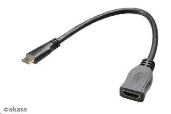 AKASA redukčný kábel HDMI mini na HDMI samica,  full HD,  25 cm