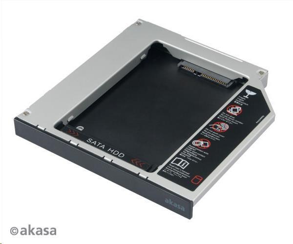 AKASA HDD box N.Stor D12,  2.5" šachta pre HDD/ SSD SATA na optickú mechaniku IDE (výška HDD do 13 mm)