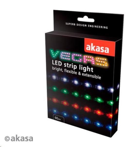 AKASA LED pásik Vegas,  napájanie Molex 12V,  60 cm,  15xLED,  biely3