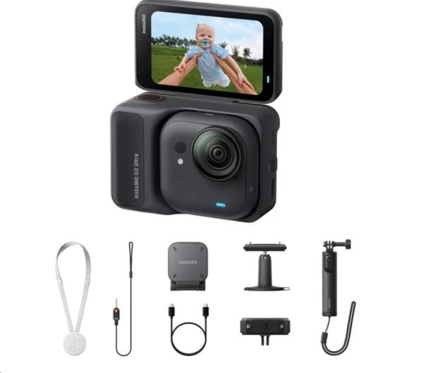 Insta360 GO Ultra Creator Bundle miniaturní akční kamera,  4K Ultra HD,  60fps,  magnetický systém uchycení,  černá