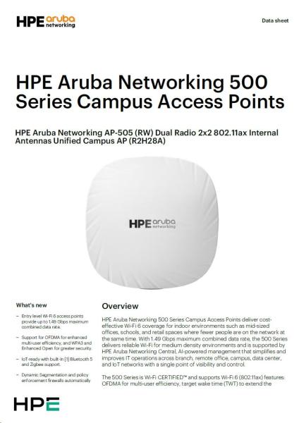 5 x HPE Aruba Networking AP-505 (RW) Dual Radio 2x2 802.11ax Internal Antennas Unified Campus AP ( 5 x R2H28A )3