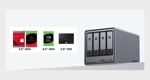 UGREEN NASync DXP4800 Plus (6C/ Gold8505/ 4, 4GHz/ 8GBRAM/ 4xSATA/ 2xM.2/ 1x2, 5GbE/ 1x10GbE/ 2xUSB2.0/ 2xUSB3.2/ 1xUSB-C/ HDMI/ SD)4