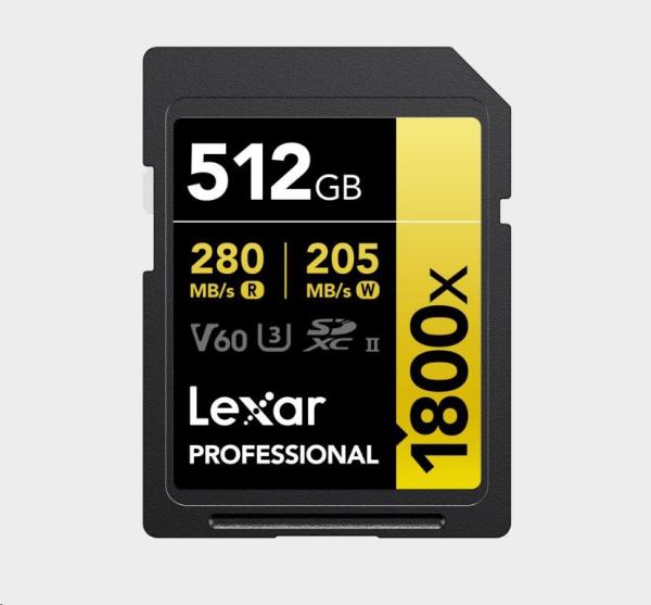 Lexar SDXC Pro 1800x U3 UHS-II R280/ W210 (V60) 512GB