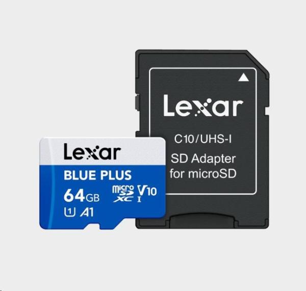 Lexar 64GB Blue Plus microSDHC s adp C10 A1