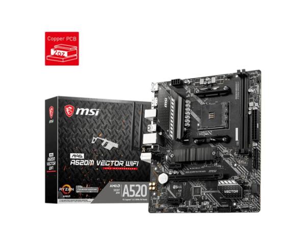 MSI MB Sc AM4 MAG A520M VECTOR WIFI,  AMD A520,  2x DDR4,  WiFi,  1x DP,  1x HDMI,  m-ATX
