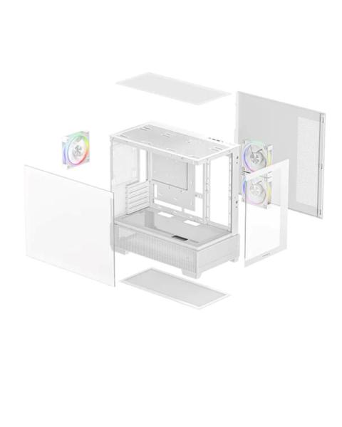 DEEPCOOL Case CG380 3F WH,  mATX,  ARGB,  Průhledná bočnice,  3x120mm Fan,  bílá4
