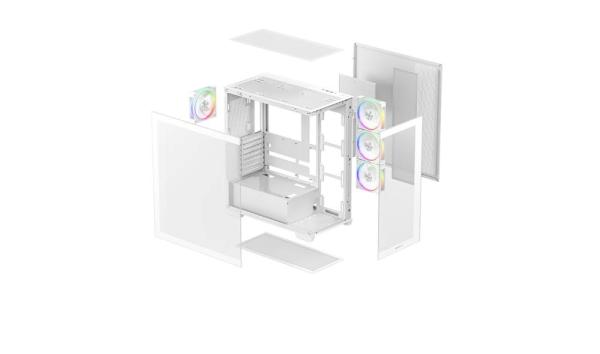 DEEPCOOL Case CG580 4F V2 WH,  ATX,  Průhledná bočnice,  4x120mm ARGB,  bílá4