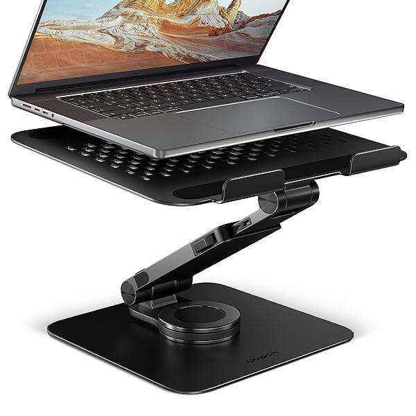 AXAGON STND-LRB hliníkový stojan na notebook 10"-17.3" nastaviteľná výška a uhol, otočný, čierny