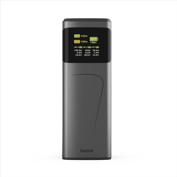 Hama High Power 150 W,  powerbanka,  24000 mAh,  2x USB-C,  1x USB-A,  PD,  QC,  displej2