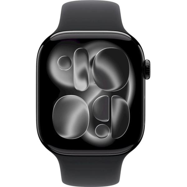 Apple Watch Series 11 GPS + Cellular 46mm Jet Black Aluminium Case with Black Sport Band - M/ L1