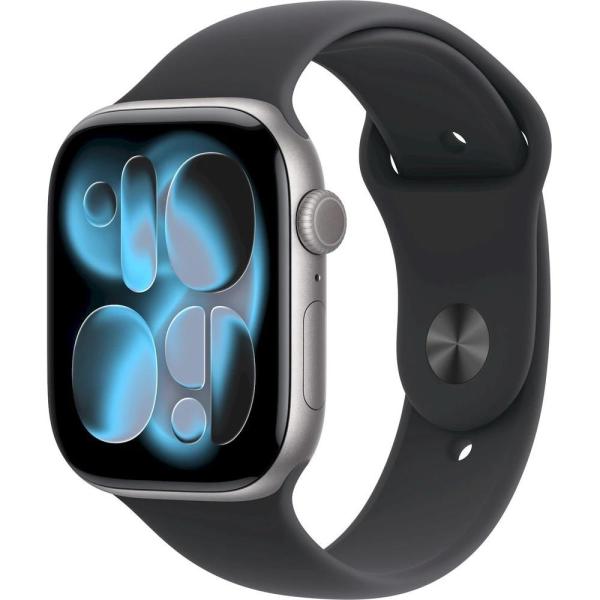 Apple Watch Series 11 GPS + Cellular 46mm Space Grey Aluminium Case with Black Sport Band - M/ L
