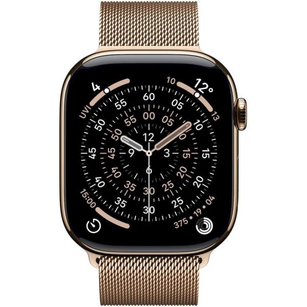 Apple Watch Series 11 GPS + Cellular 46mm Gold Titanium Case with Gold Milanese Loop - S/ M1