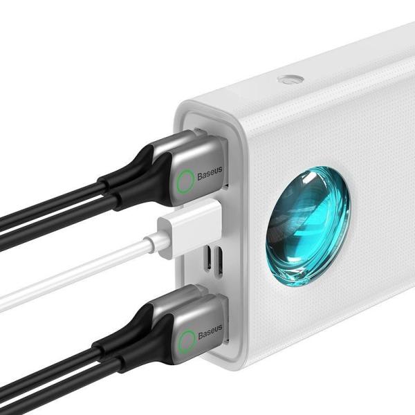 Baseus Amblight powerbanka s digitálním displejem QC 30000mAh Overseas Edition + kabel Type-C/ Type-C 100W 1m,  bílá3