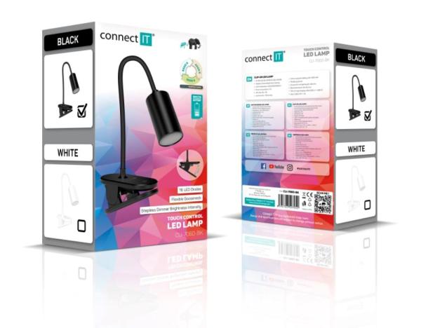 CONNECT IT Stolní LED lampa CLIP 2 s klipem,  černá6