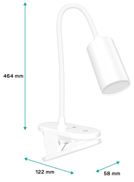 CONNECT IT Stolní LED lampa CLIP 2 s klipem,  bílá3