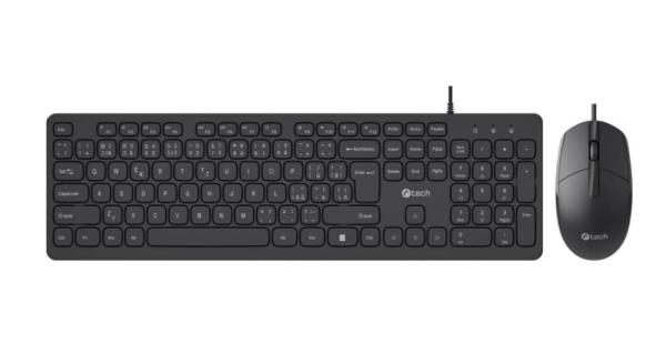 C-TECH Klávesnice KBM-105, drátový combo set s myší, USB, CZ/SK3