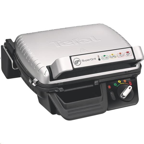 Tefal Supergrill Standard GC450B32 elektrický gril,  2000 W,  kontaktní,  digitální časovač,  odnímatelný tác na šťávu