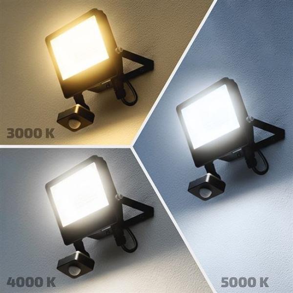 Solight LED reflektor se senzorem TOP,  30W,  max. 3900lm,  3CCT,  volitený výkon 100/ 66%,  IP65,  rychlospojka3