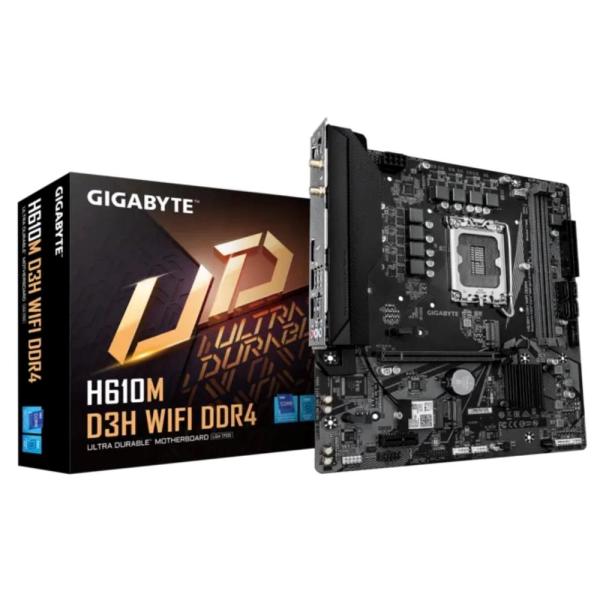 GIGABYTE MB Sc LGA1700 H610M D3H WIFI DDR4, Intel H610,  2xDDR4,  1xHDMI,  Wifi, mATX