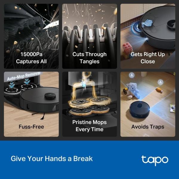 TP-Link Tapo RV50 Pro Omni robotický vysavač s mopem a stanicí (Dual-Laser,  2, 4 GHz,  BT,  černý)2