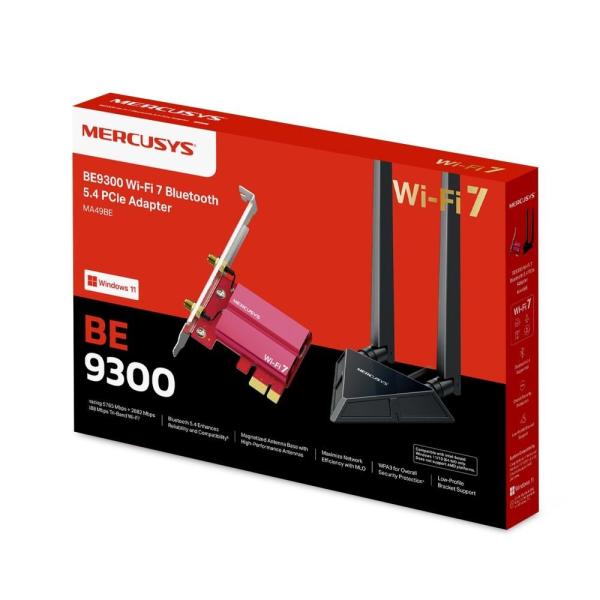 MERCUSYS MA49BE WiFi7 PCIe adapter (BE9300, 2, 4GHz/ 5GHz/ 6GHz, Bluetooth5.4)2