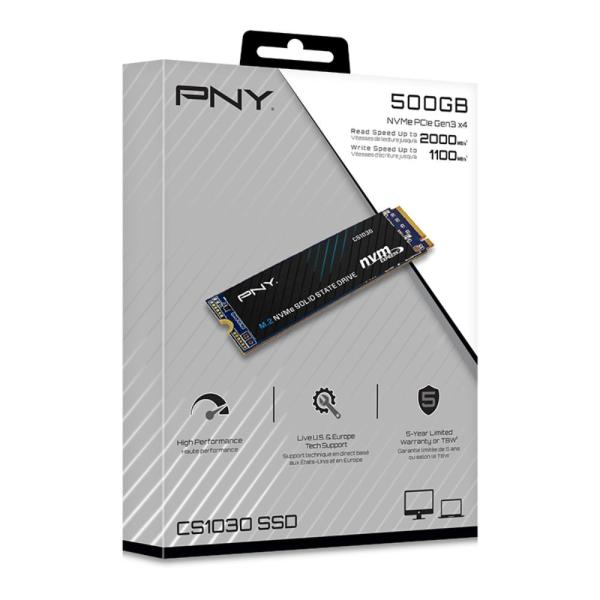 PNY SSD CS1030 500GB,  PCIe Gen3x4,  M.2 2280,  (R:2500/  W:1100MB/ s)1