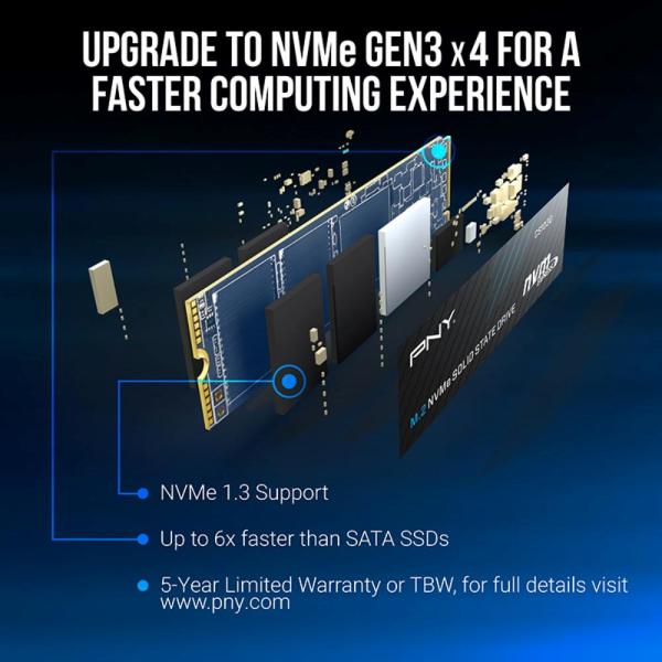 PNY SSD CS1030 500GB,  PCIe Gen3x4,  M.2 2280,  (R:2500/  W:1100MB/ s)4
