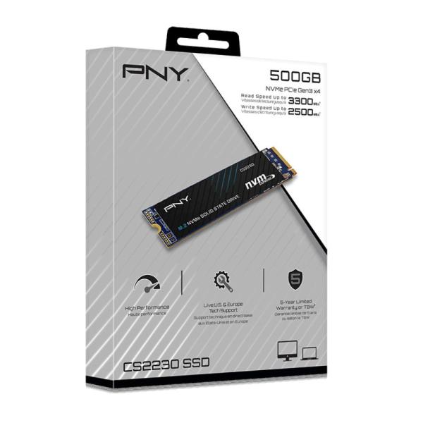 PNY SSD CS2230 500GB,  PCIe Gen3x4,  M.2 2280,  (R:3300/  W:2500MB/ s)2