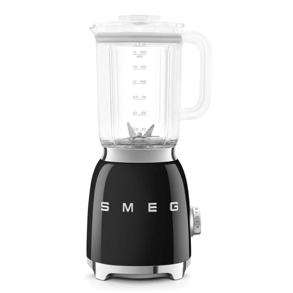 Smeg BLF03BLEU mixér,  800 W,  4 programy,  funkce pulse,  18000 RPM,  nerezové ostří,  Ice crush,  50"s Style,  černý