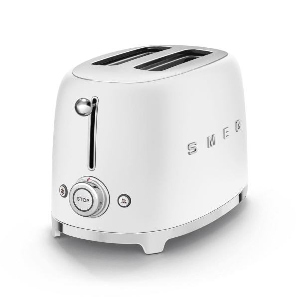 Smeg TSF01WHMEU toustovač / topinkovač, 2 toasty, 6 úrovní opékání, zásuvka na drobky, styl. 50. let, matně bílá1
