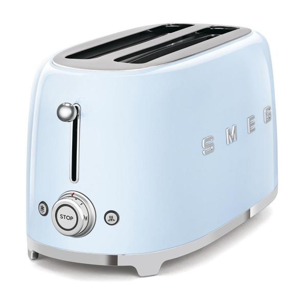 Smeg TSF02PBEU, toustovač / topinkovač, 4 toasty, 6 úrovní opékání, zásuvka na drobky, styl. 50. let, pastelově modrý3
